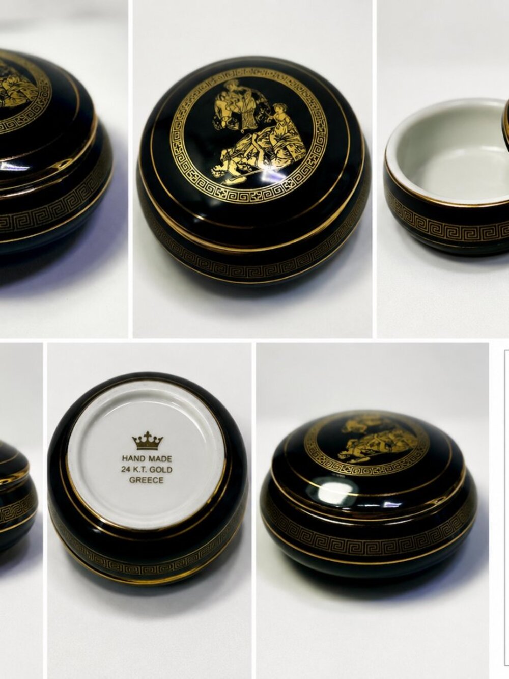 VDLC-01-Vintage Greek Style Black Gold Keepsake Trinket Box Decor